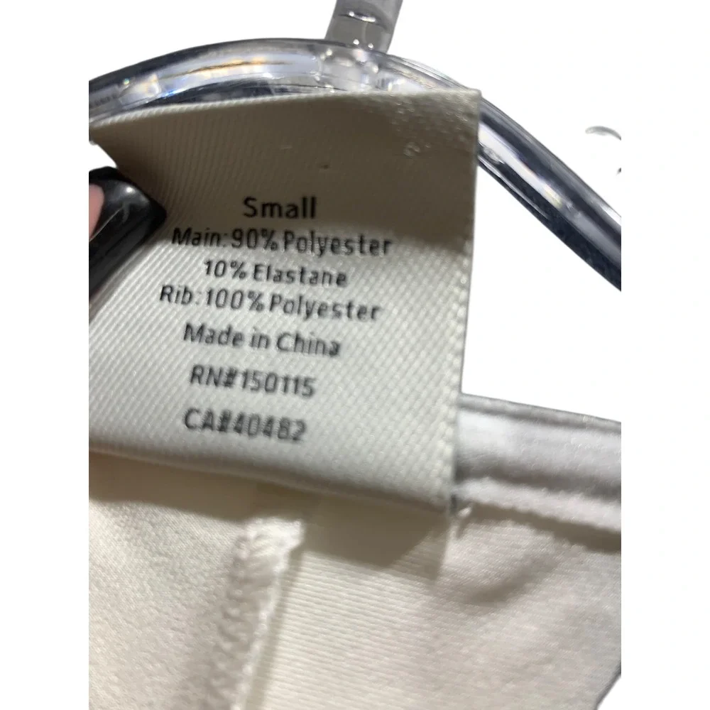 VARLEY Womens White Navy Trim Bomber Jacket Zip Front‎ Athletic Style Size Small